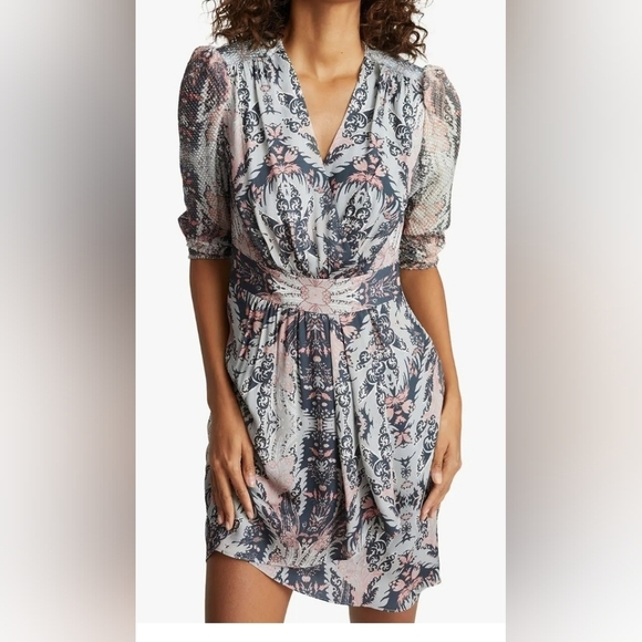 NWT Reiss Womens Lacey Mini Dress Floral Print V-Neckline Size 6 - Picture 10 of 10